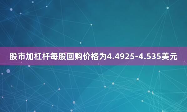 股市加杠杆每股回购价格为4.4925-4.535美元